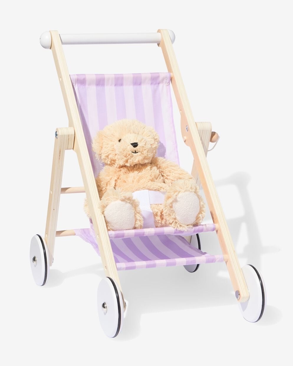 Houten poppenbuggy met paars gestreepte zitting, Ophalen, Nieuw, Overige typen