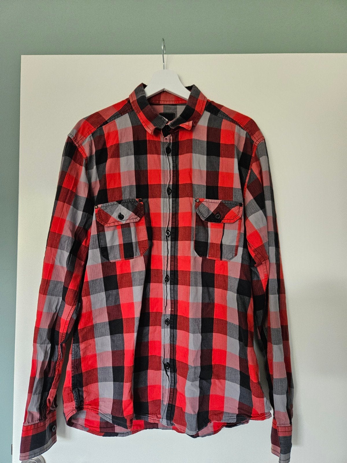 heren rode blouse blokjes maat l, Ophalen of Verzenden, Zo goed als nieuw, Rood