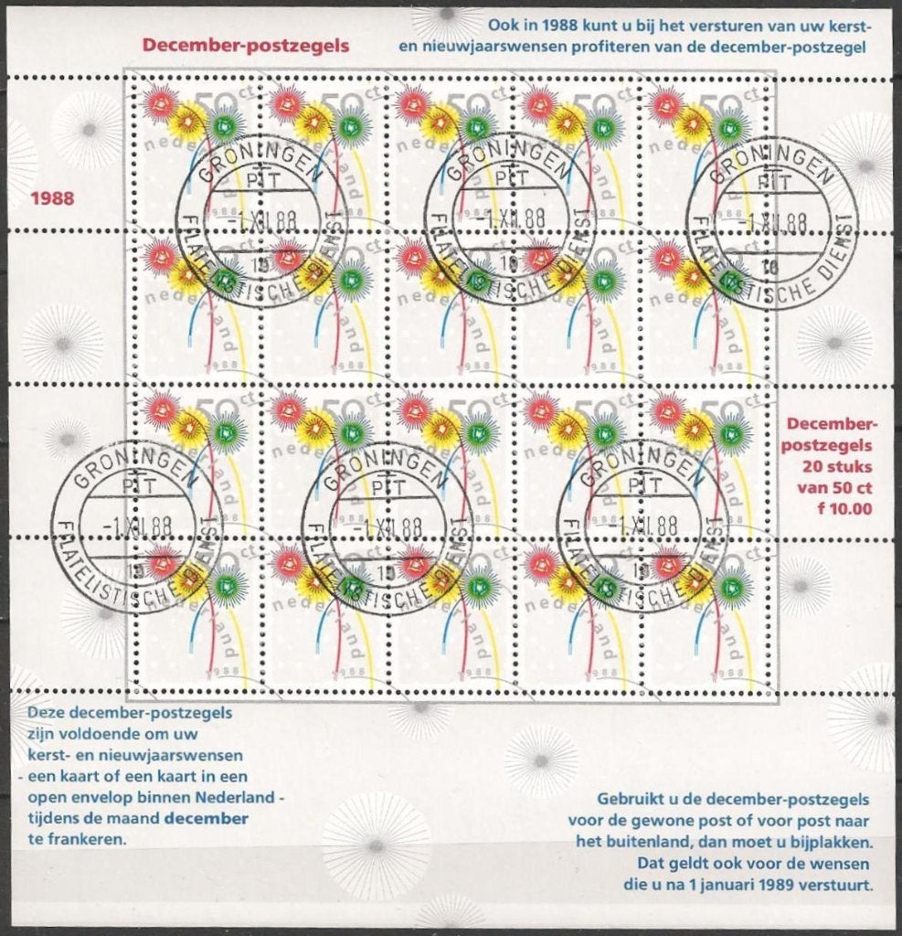 December blok No.1419 O.  ADV. no.87 I., Verzenden, Na 1940, Gestempeld