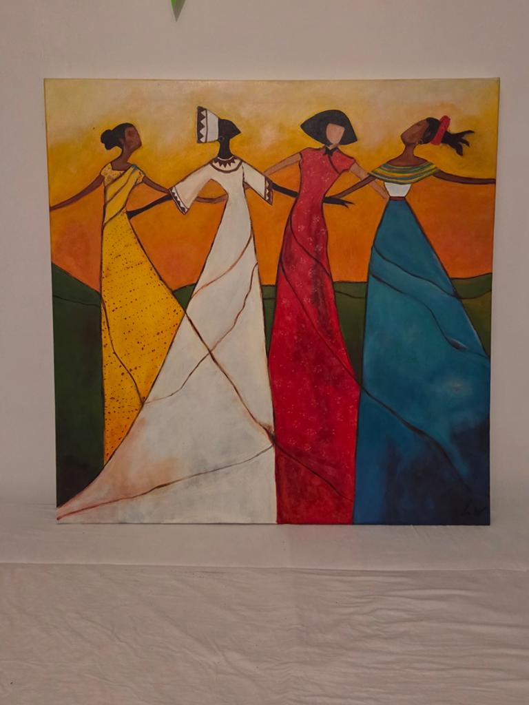 Schilderij afrikaanse kunst, Ophalen of Verzenden