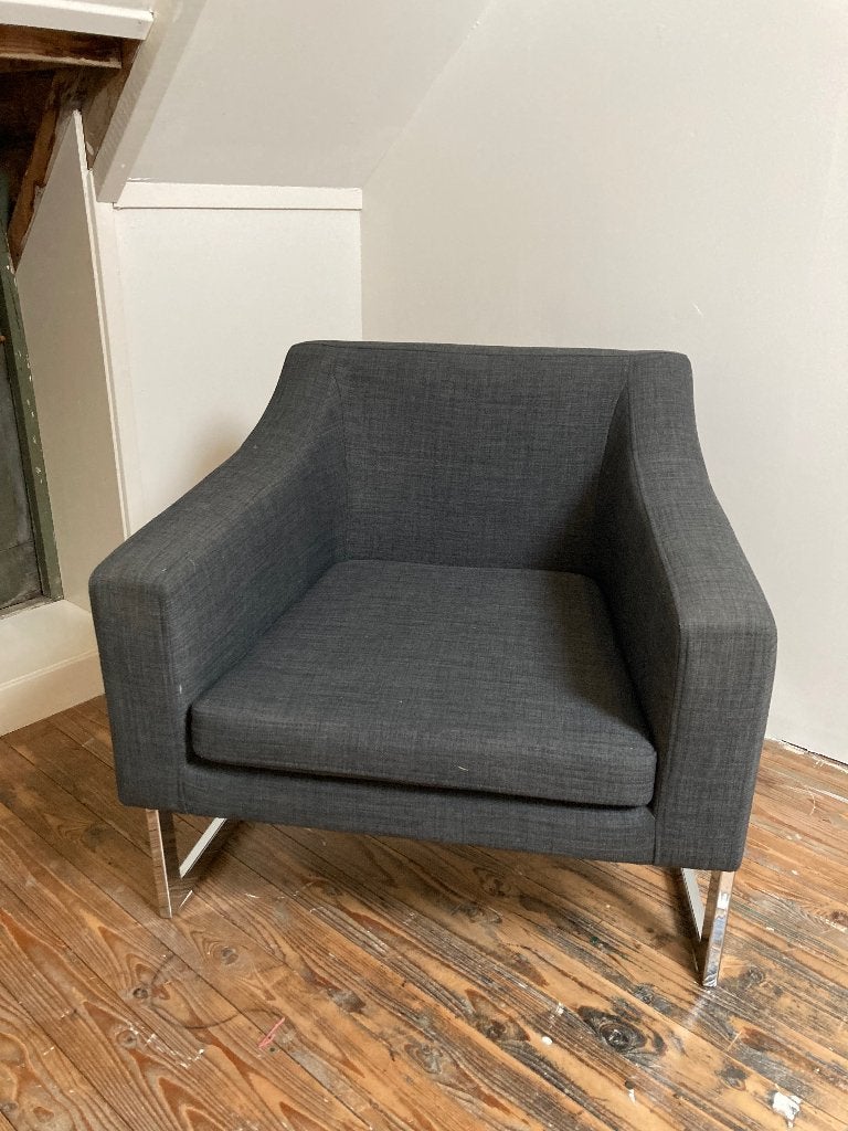 Fauteuil Antraciet, Huis en Inrichting, Ophalen, 75 tot 100 cm, Zo goed als nieuw, Metaal