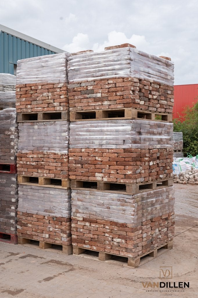Antieke rode bruine handvorm waalformaat gevelstenen 115M2, Doe-het-zelf en Verbouw, Metselstenen, Ophalen of Verzenden, Gebruikt