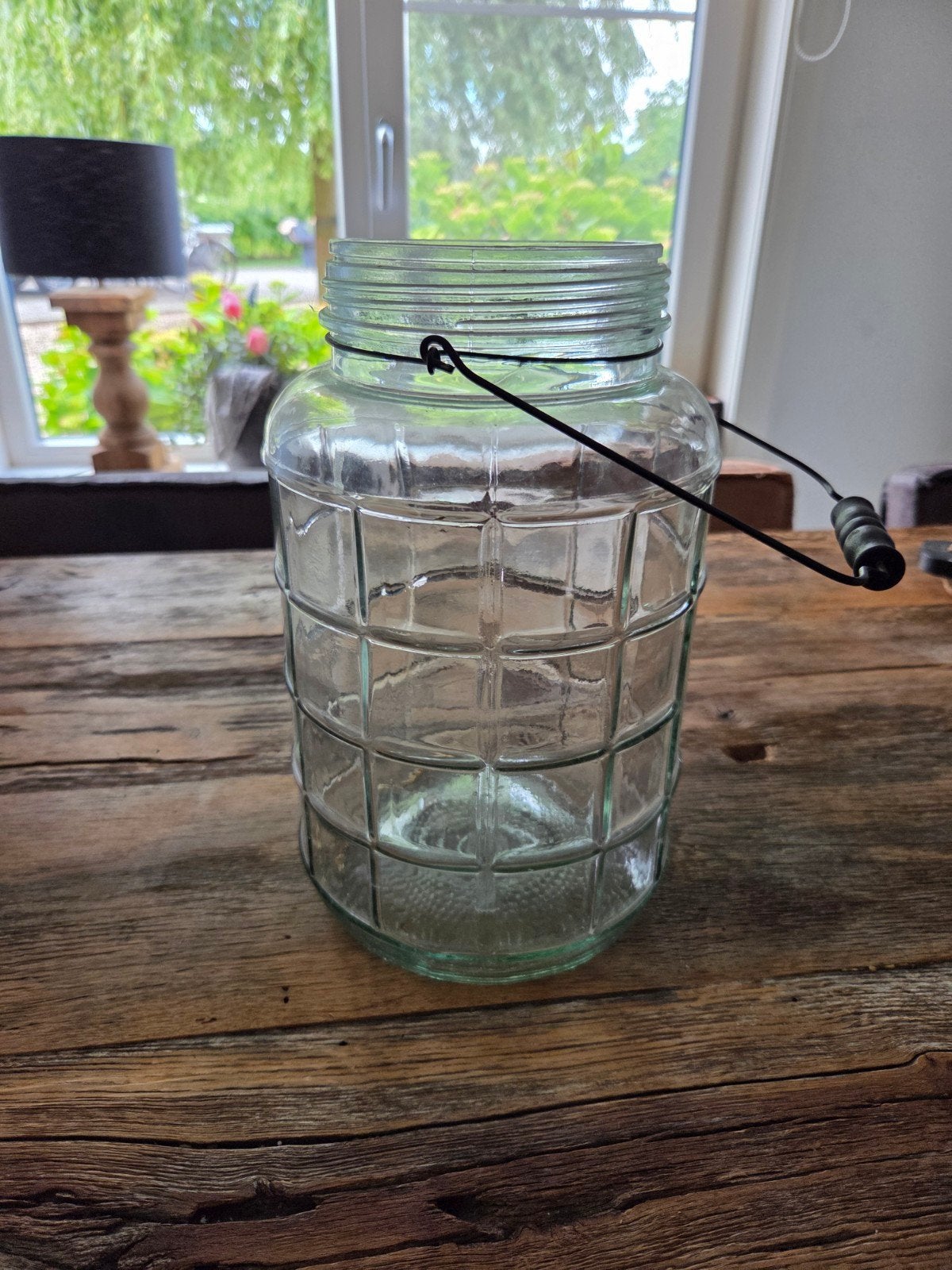 Leuke glazen vaas/ windlicht, Huis en Inrichting, Woonaccessoires | Vazen, Overige kleuren, Ophalen of Verzenden, Minder dan 50 cm