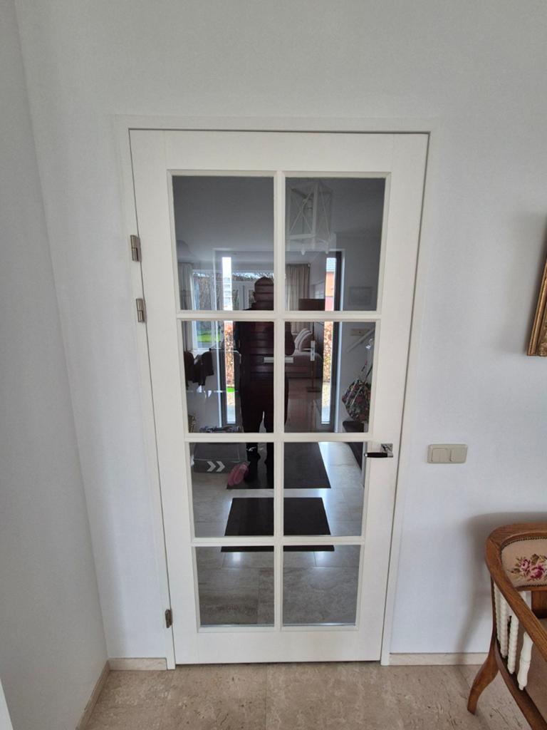 Hardhouten binnendeur met roeden, Doe-het-zelf en Verbouw, Deuren en Horren, Ophalen of Verzenden, Binnendeur, 200 tot 215 cm