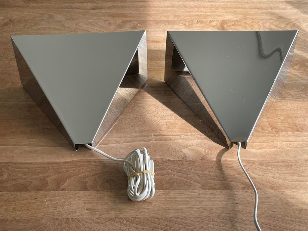 2 x Ikea V607 wandlamp chroom lamp vintage MCM Memphis, Ophalen of Verzenden, Zo goed als nieuw