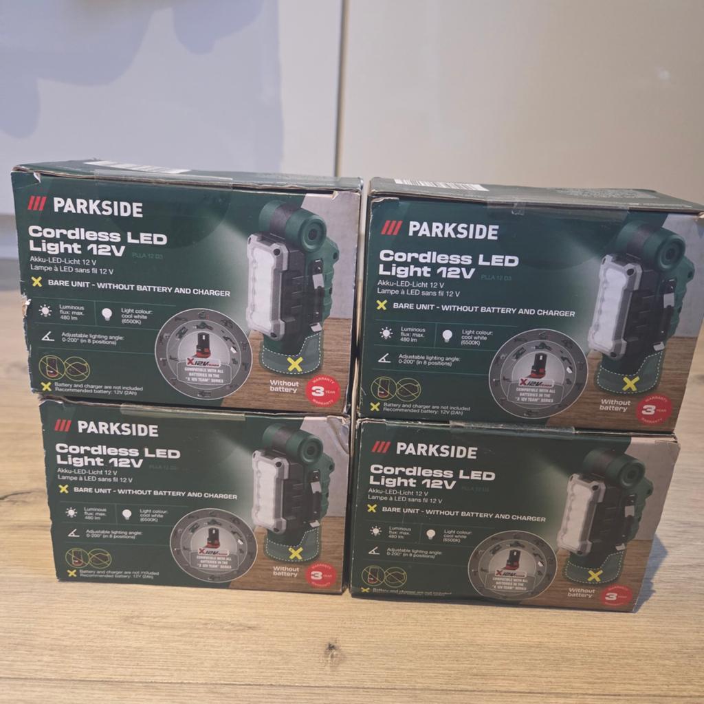 4x Parkside Accu LED Lamp 12V - Nieuw in doos, Doe-het-zelf en Verbouw, Ophalen, Nieuw