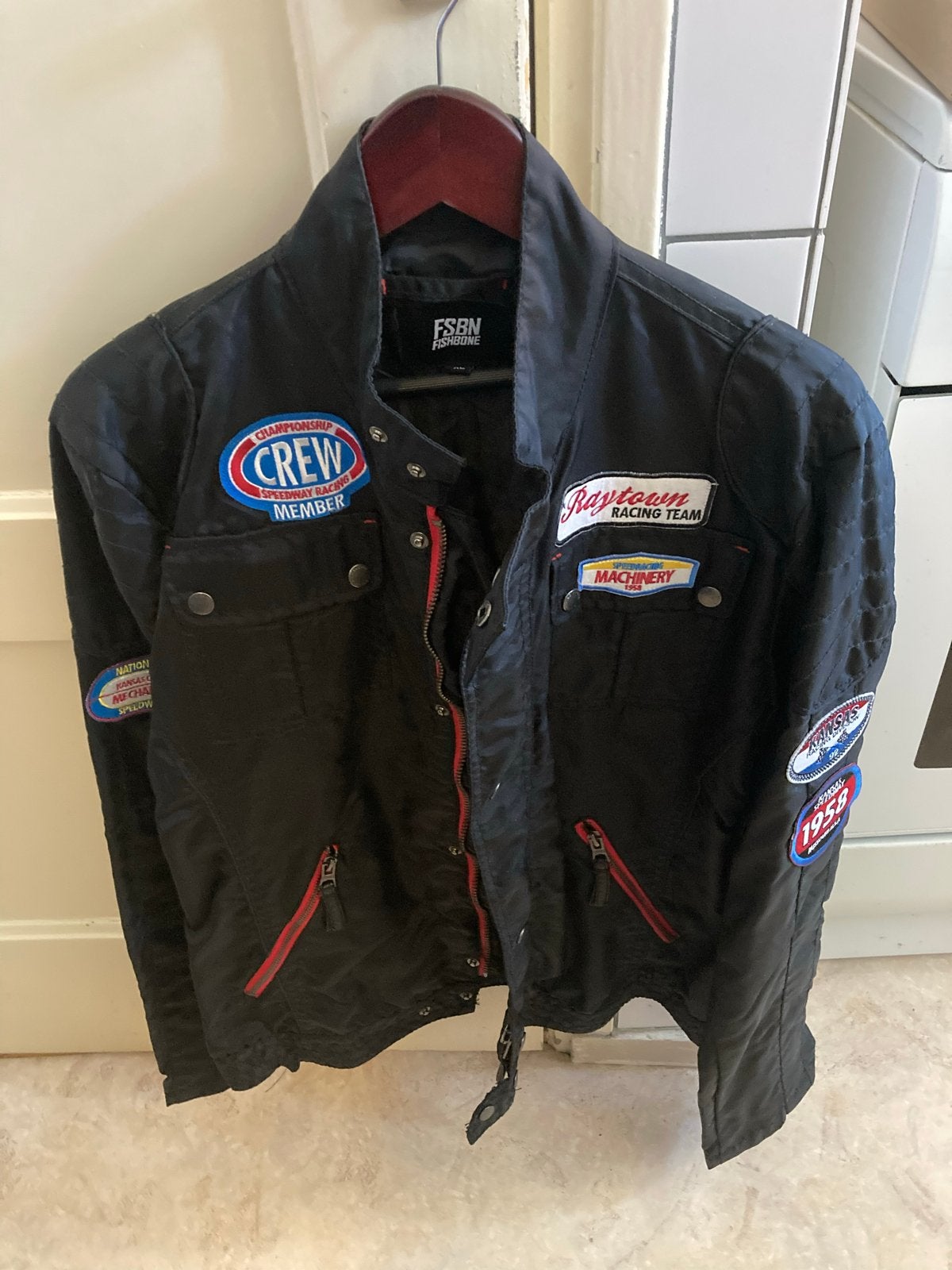 FSBN Fishbone Racing Team Jas Zwart Maat XL, Verzenden, Zo goed als nieuw, Maat 56/58 (XL), Zwart