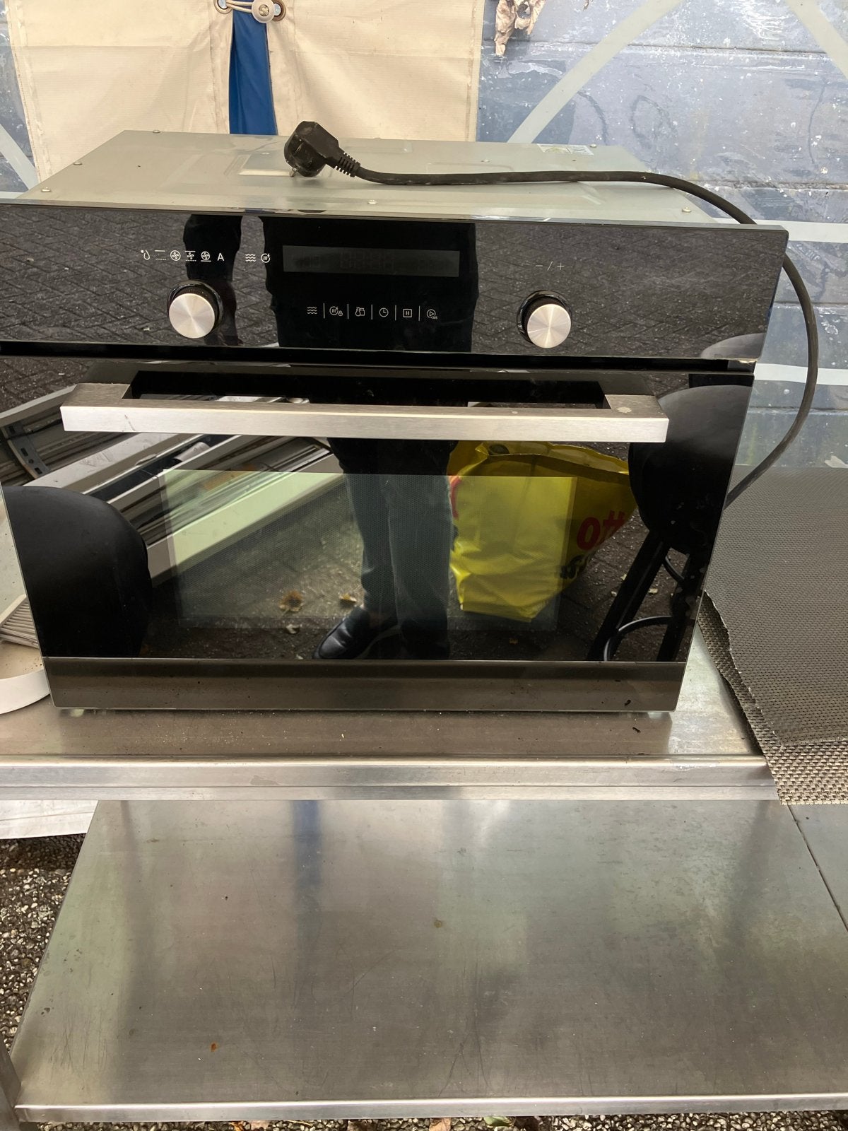 Inbouw combimagnetron - Zwart glas, Ophalen, Combimagnetron, Gebruikt, 60 cm of meer