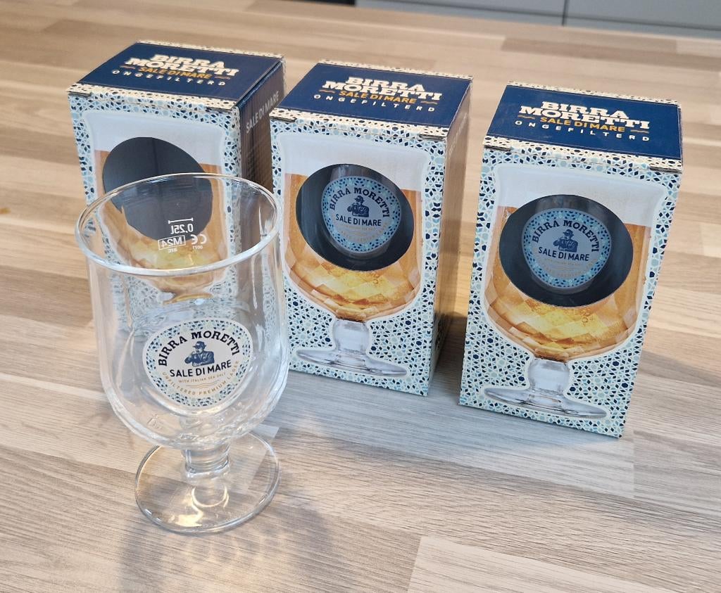 Birra Moretti glazen, Ophalen of Verzenden, Nieuw, Glas of Glazen, Overige merken