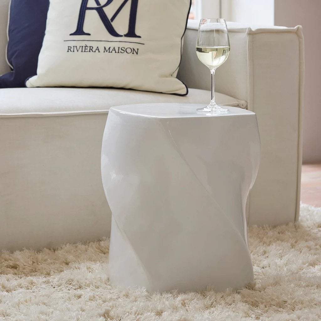 Riviera Maison Vigo ET D40 Pure white bijzet tafel Nieuw, Huis en Inrichting, Tafels | Bijzettafels, Ophalen, Minder dan 55 cm