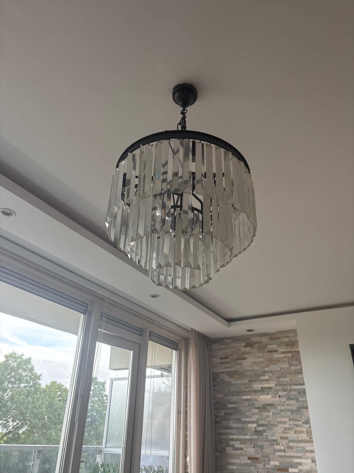 Moderne hanglamp van de Driehoek van Richmond, Ophalen, Gebruikt, Glas