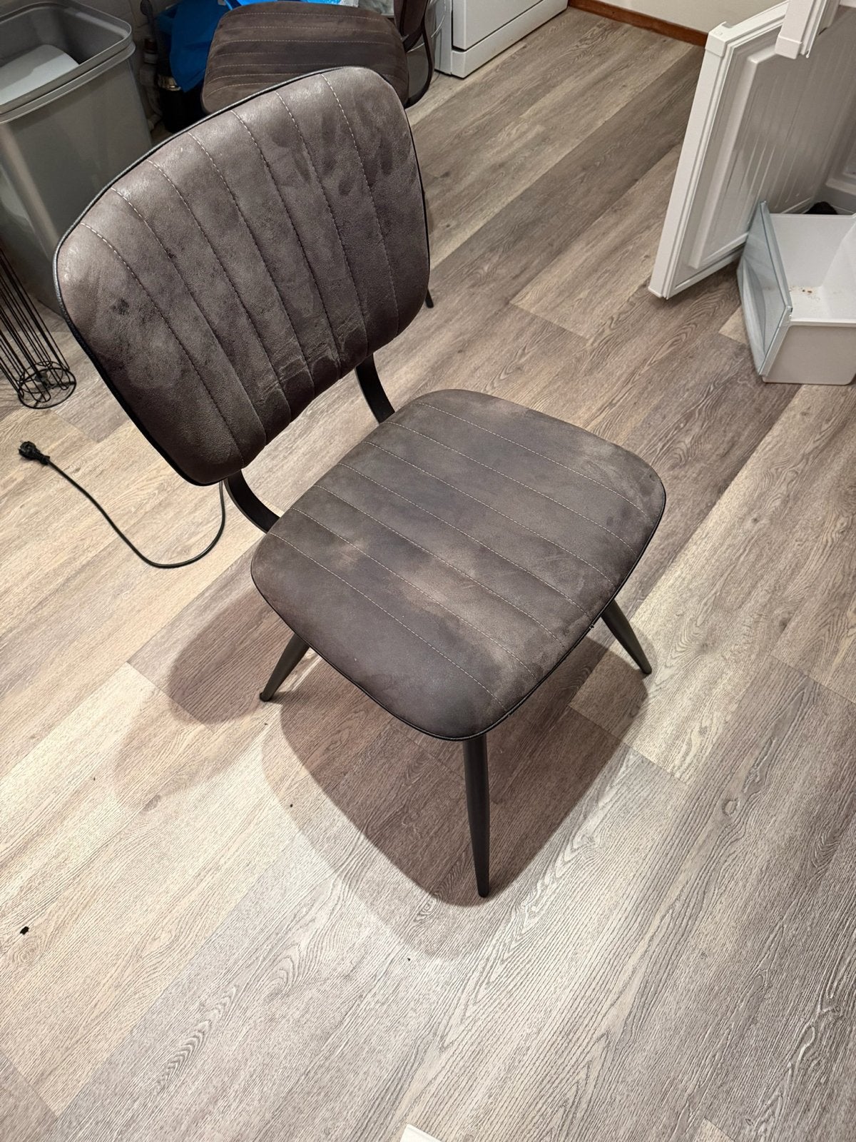 4 Eettafelstoelen - Grijs/Bruin, Ophalen, Gebruikt, Vier, Stof