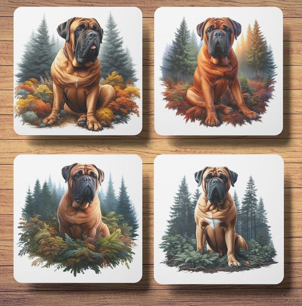 Bullmastiff Bos onderzetters met houder, Ophalen of Verzenden, Nieuw
