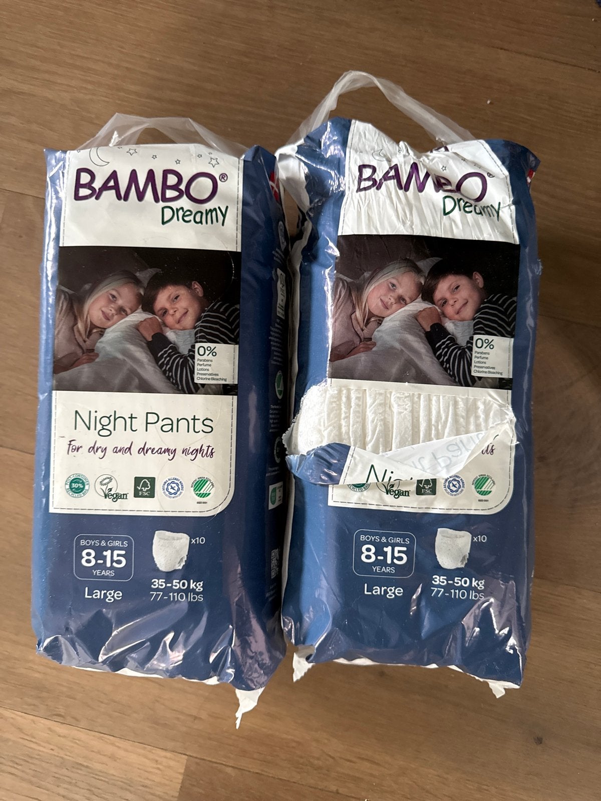 Bambo Dreamy Night Pants - Maat Large (8-15 jaar) 2 pakken, Ophalen, Nieuw