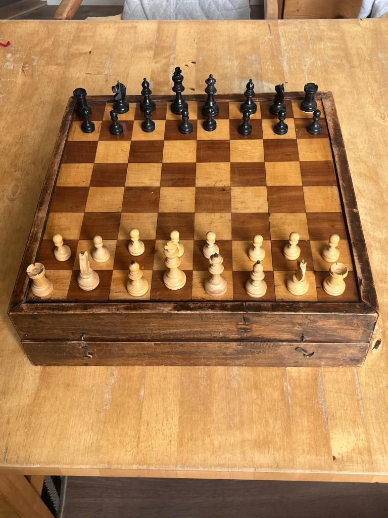 Decoratieve Vintage Franse Spellendoos 1945-1950 * DOMINO *, Een of twee spelers, Ophalen of Verzenden, Gebruikt