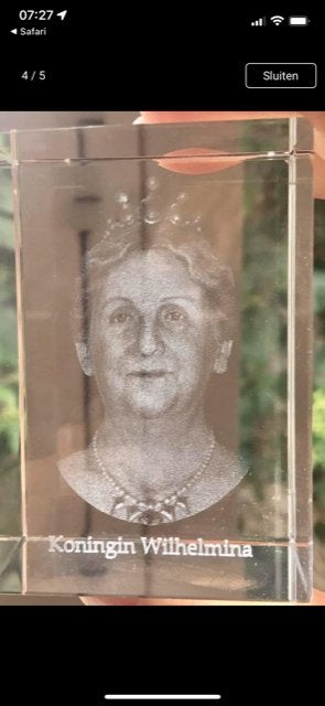 3 d / hologram in glas. Koningin wilhelmina. Nieuw ., Ophalen, Nieuw, Nederland, Overige typen