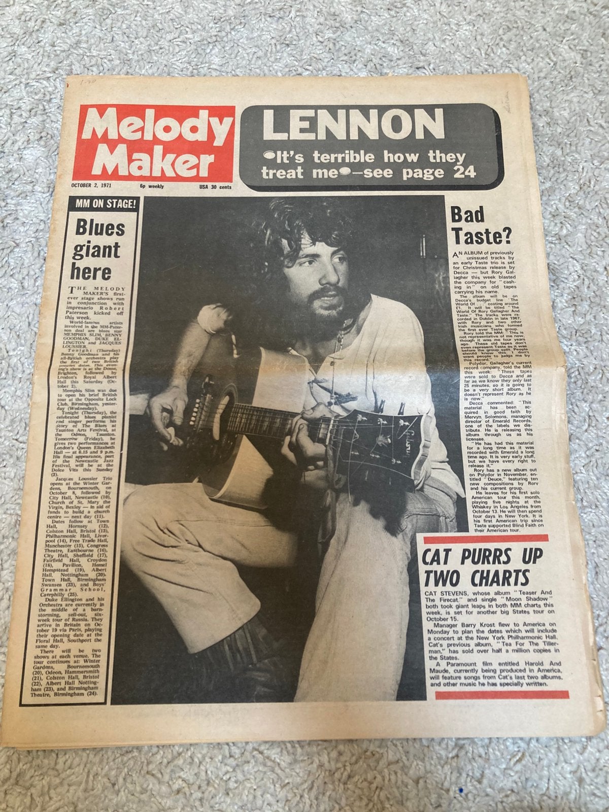 NME 2 oktober 1971 JOHNNY CASH John Lennon, Ophalen of Verzenden, Muziek, Film of Tv