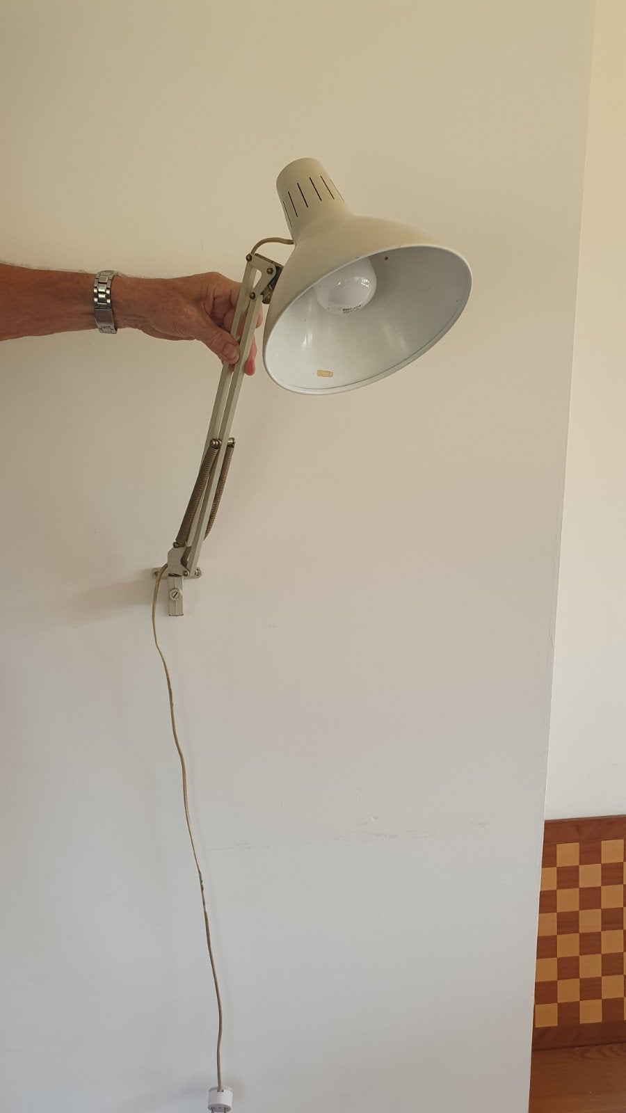 ws: SIS architecten wandlamp/bureaulamp met schaararm, Metaal, Wit, Overige merken, Gebruikt