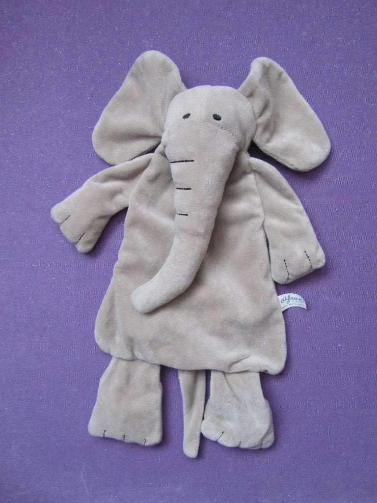 DIFRAX Knuffeldoekje OLIFANT ELLIOT. 35 CM **Nieuw**, Overige merken, Grijs, Nieuw, Ophalen of Verzenden