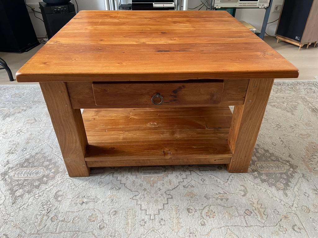 Salontafel massief grenen prachtige staat, Ophalen, 50 tot 100 cm, Vierkant, 50 tot 100 cm