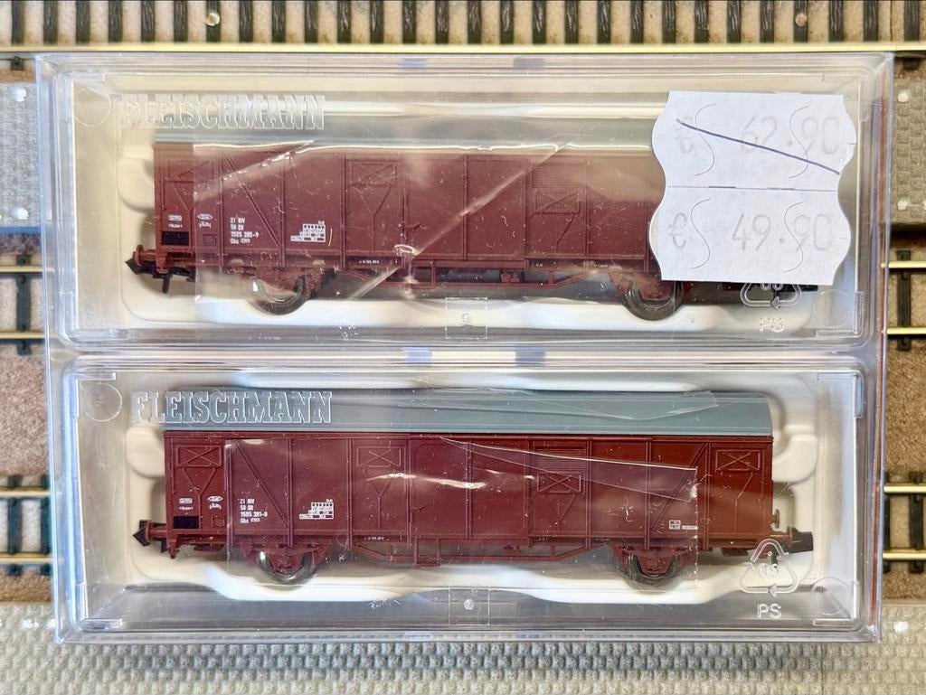Fleischmann 831515 2-delige set Gedeckte Güterwagen DR, Gelijkstroom, Fleischmann, Ophalen of Verzenden, Analoog