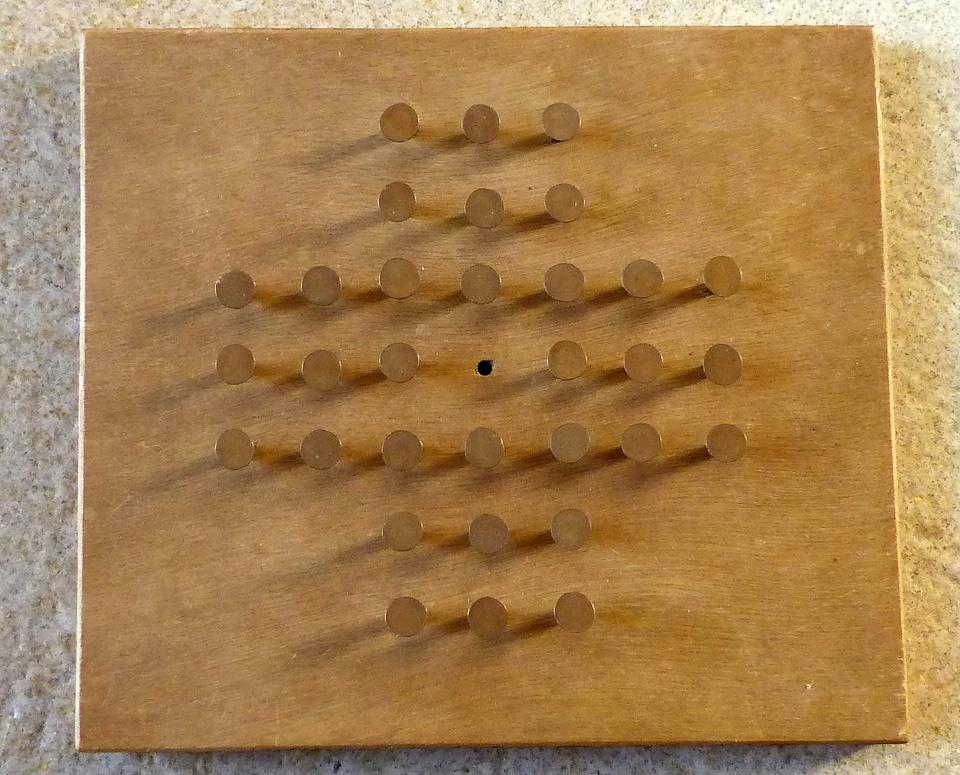 Solitaire vintage bordspel wrsch huisvlijt jaren '60 of '70?, Een of twee spelers, Ophalen of Verzenden, Gebruikt