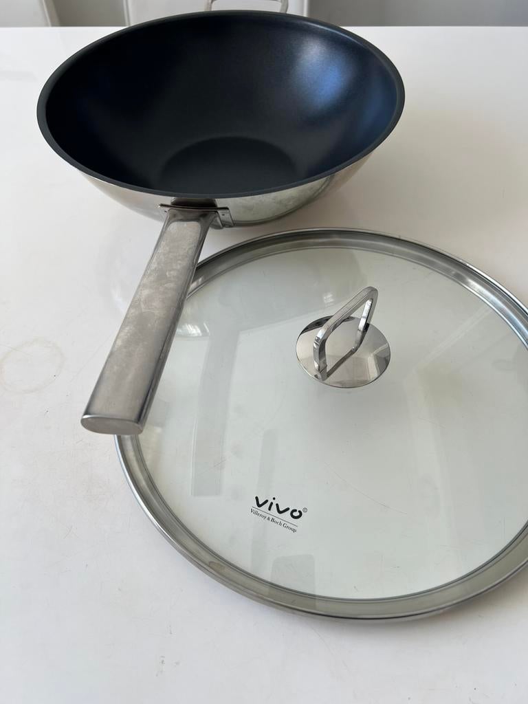 Vivo Villeroy & Boch wokpan met glazen deksel, Ophalen of Verzenden, Wok