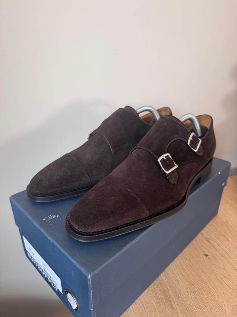 Suitsupply Suede Double Monk (41) - Nieuw, Bruin, Nieuw, Ophalen of Verzenden, Gespschoenen