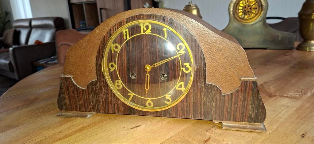 Antieke Pendule Klok - Houten Mantelklok, Antiek en Kunst, Ophalen