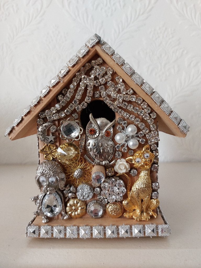 Vogelhuisje Goud en Zilverkleur  Voor de sier Nr SA19, Ophalen, Nieuw