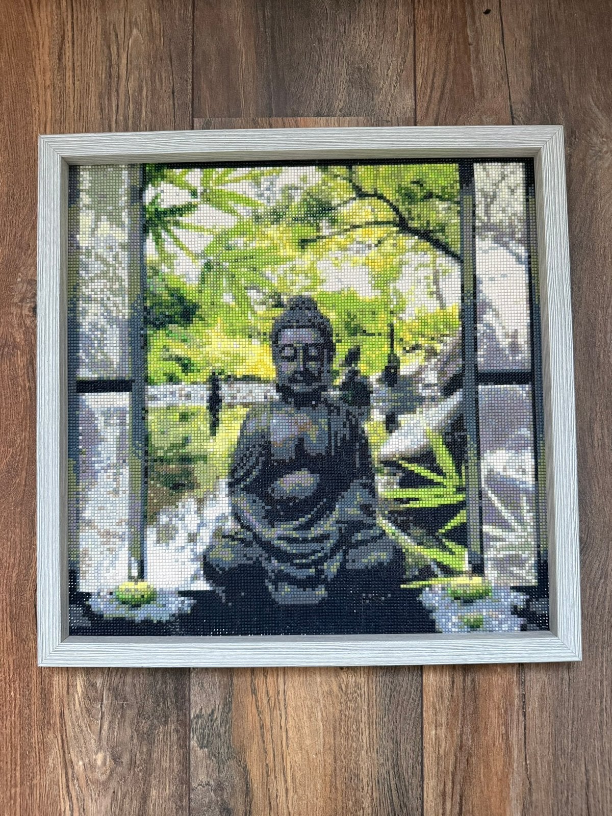 Schilderij diamond painting - Buddha beeld, Minder dan 50 cm, Ophalen of Verzenden, Zo goed als nieuw, Schilderij
