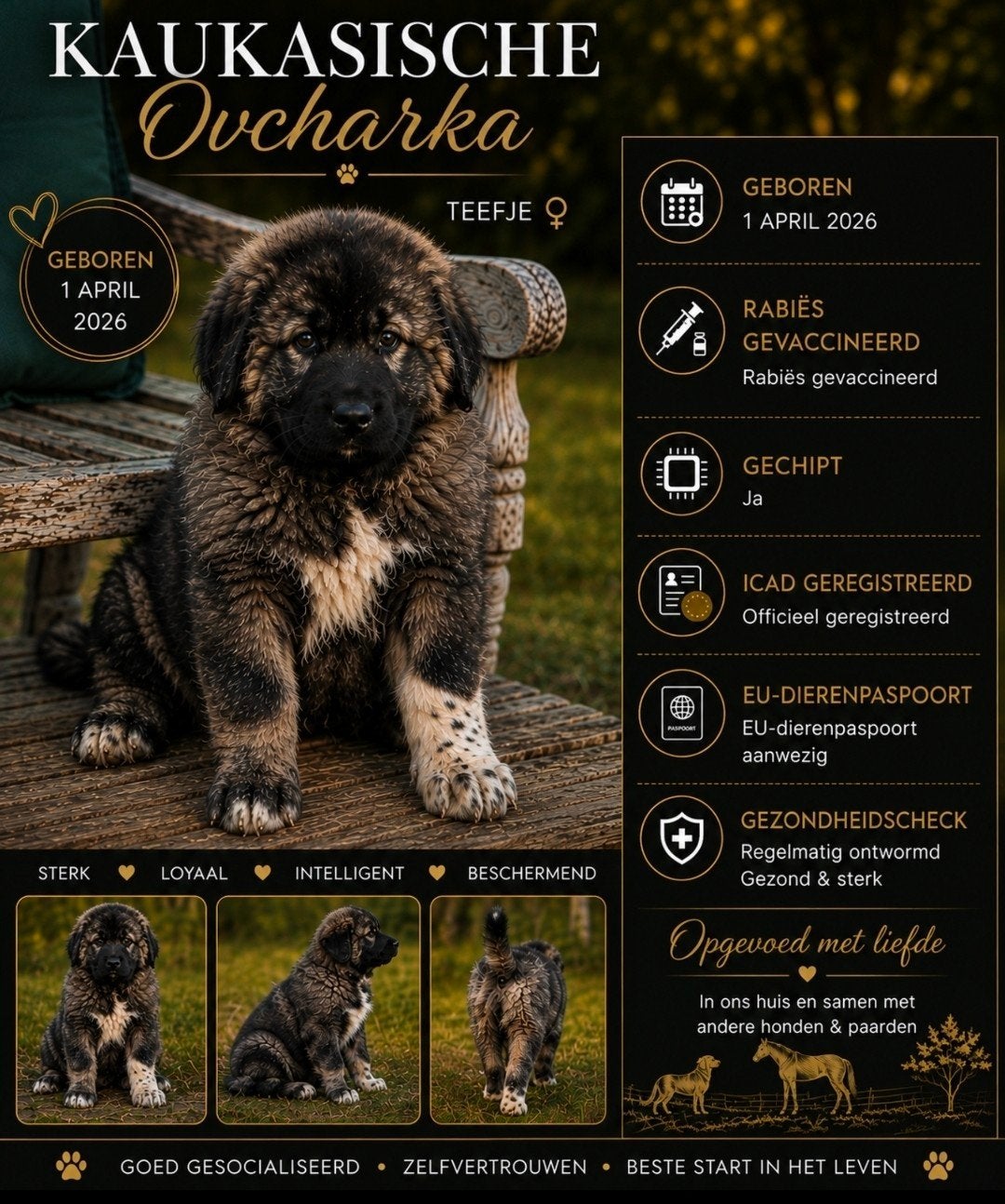 caucasian Ovcharka teefje pup (goed lezen aub), Dieren en Toebehoren, Honden | Herdershonden en Veedrijvers, Particulier, 15 weken tot 1 jaar