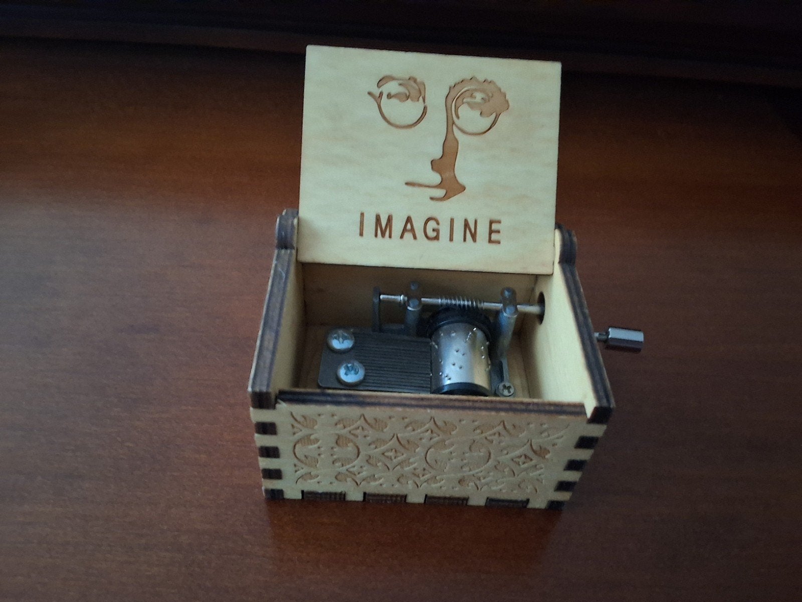 Handgemaakte Houten Muziekdoos - Imagine - John Lennon, Ophalen of Verzenden, Nieuw