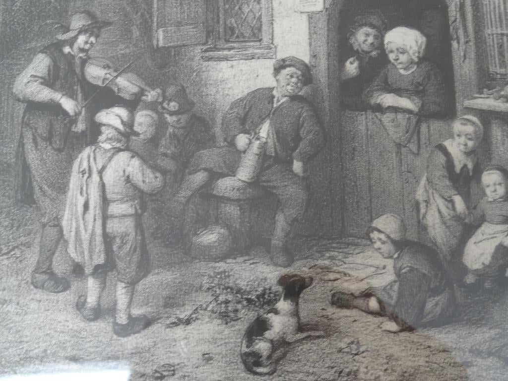 Steendruk Blinde vioolspeler bij huisje, Isaac van Ostade, Verzenden