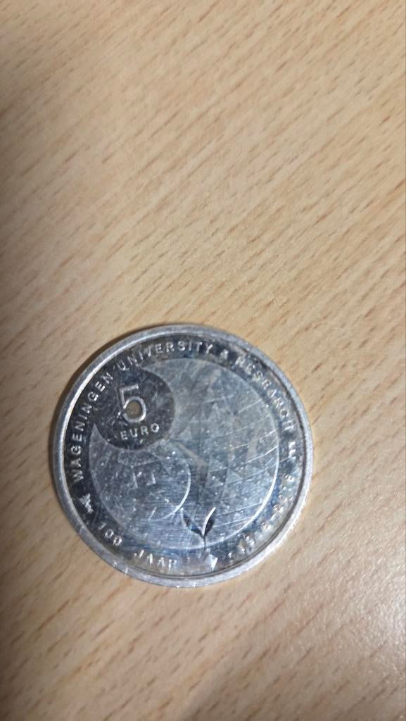 5 euro munt Wageningen University 100 jaar, Ophalen of Verzenden