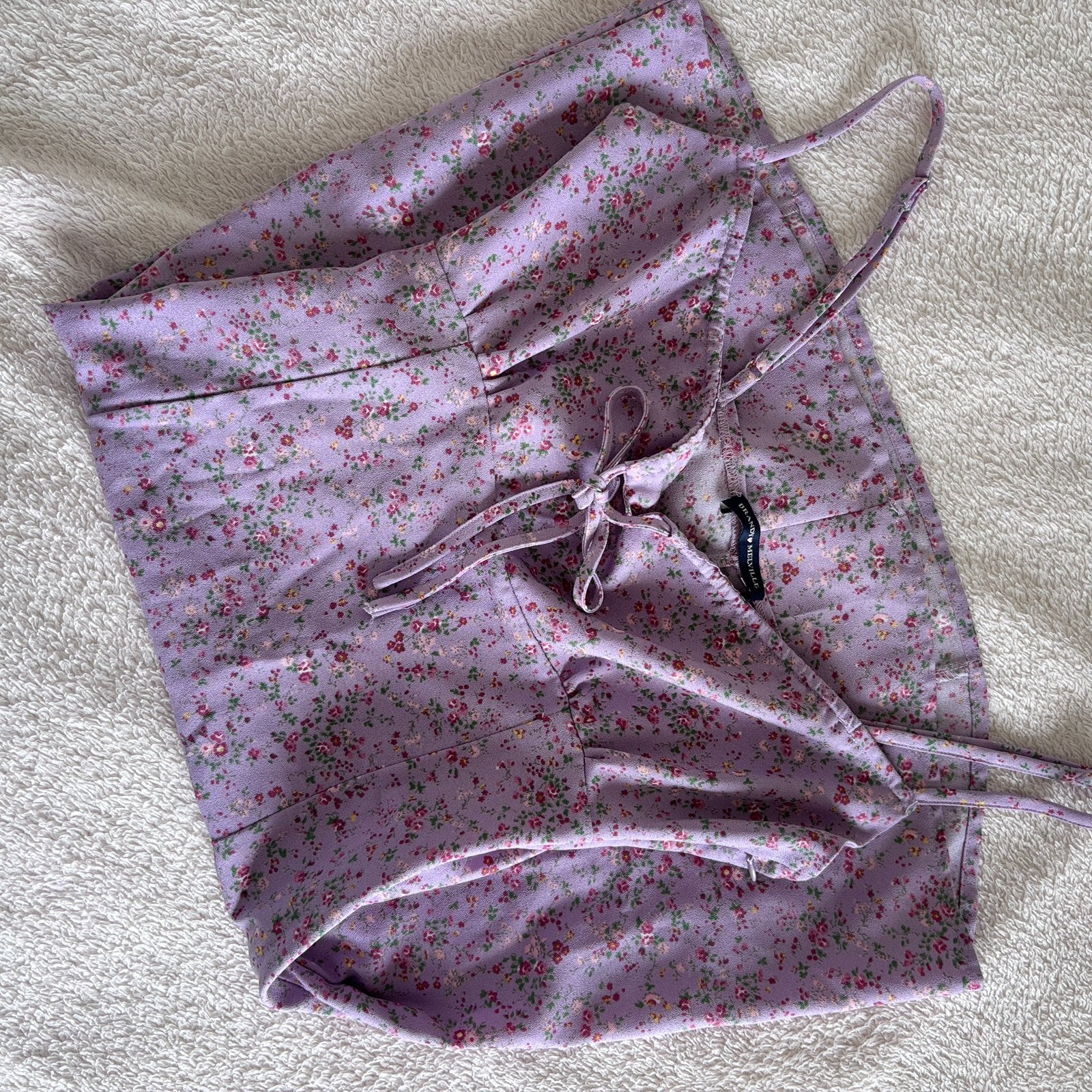 Brandy Melville bloemenjurk lila, Ophalen, Paars, Zo goed als nieuw, Maat 34 (XS) of kleiner