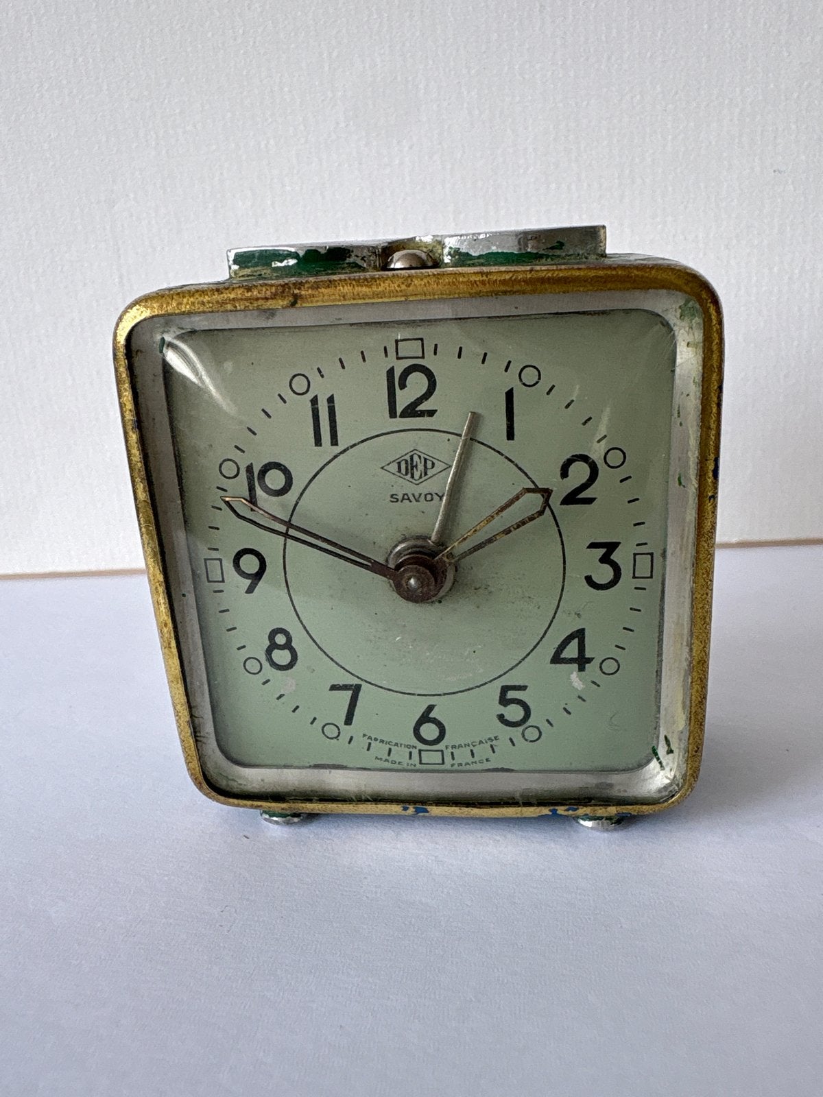 Vintage DEP Savoy Wekker - Groen/Goud, Ophalen of Verzenden