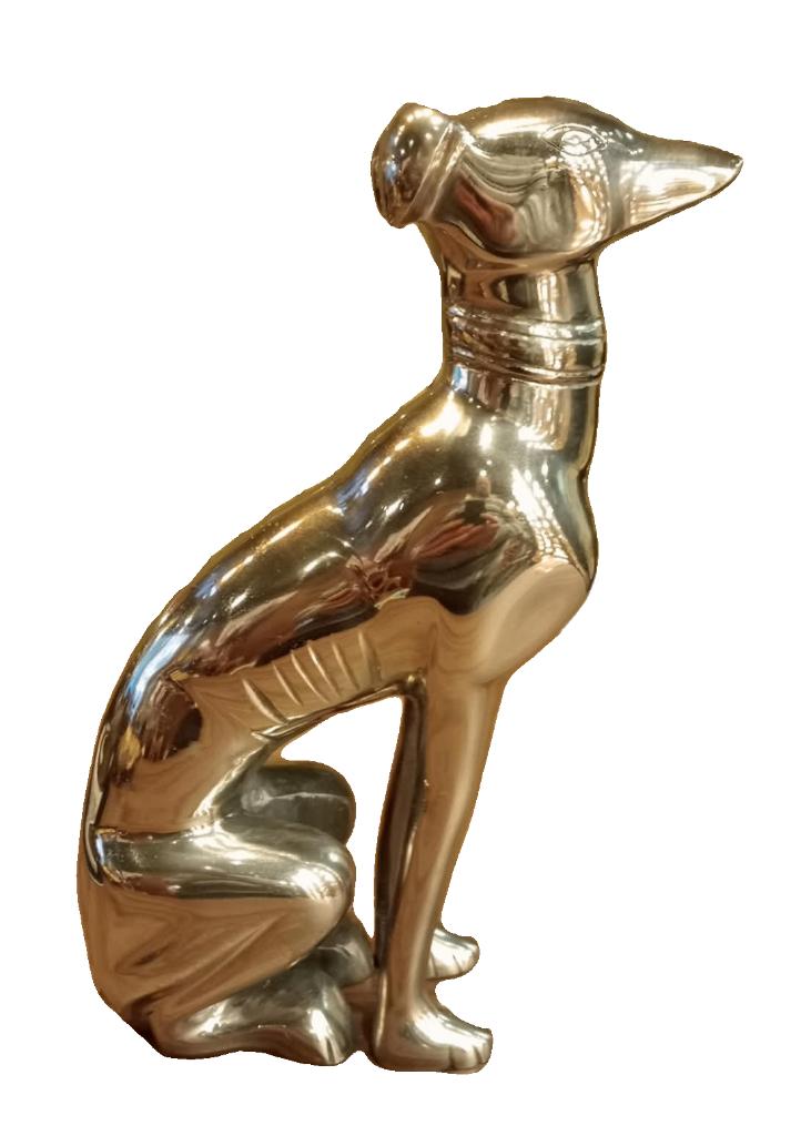 Metalen beeld van windhond., Verzamelen, Ophalen of Verzenden, Zo goed als nieuw, Dier