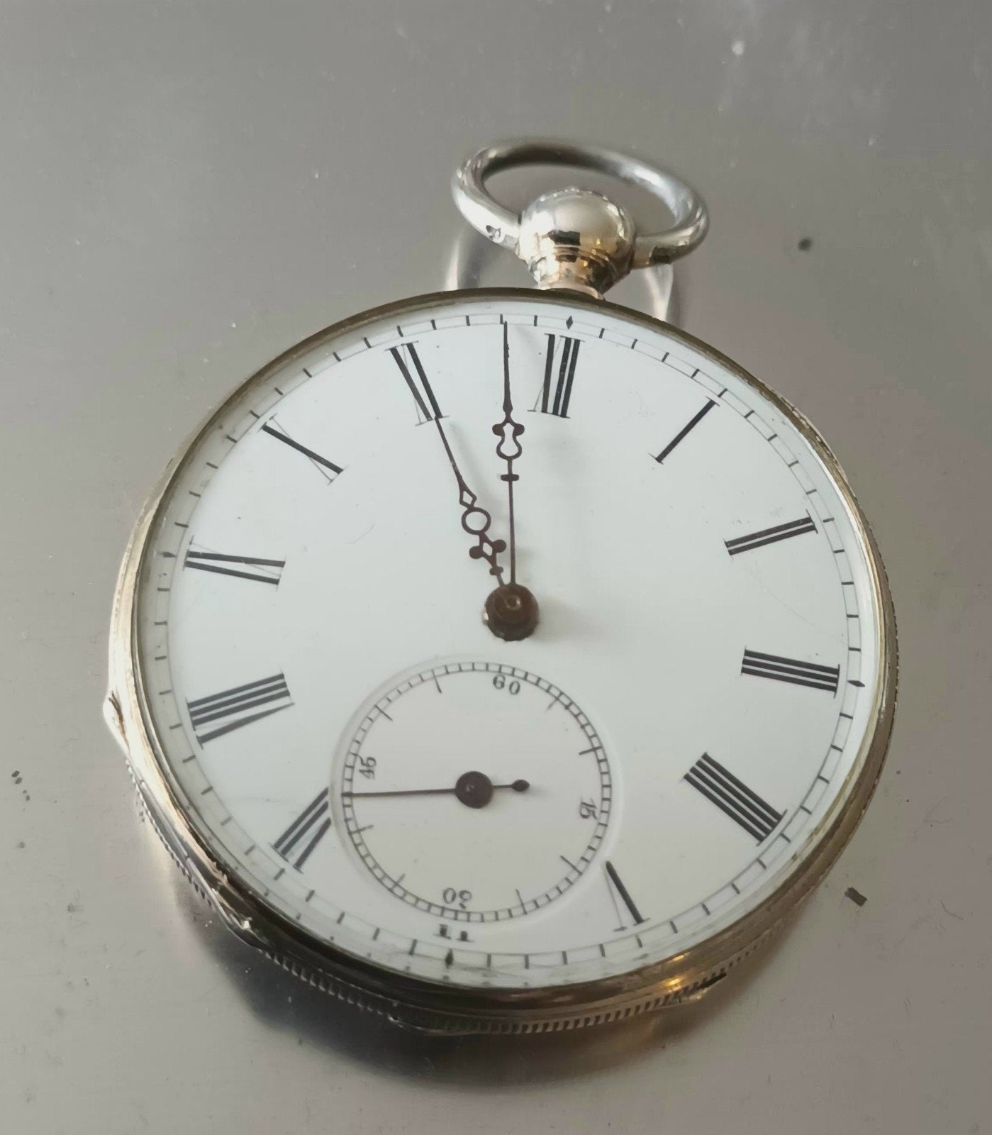 Antiek Zilveren Zakhorloge met Graveering - 1850, Ophalen of Verzenden