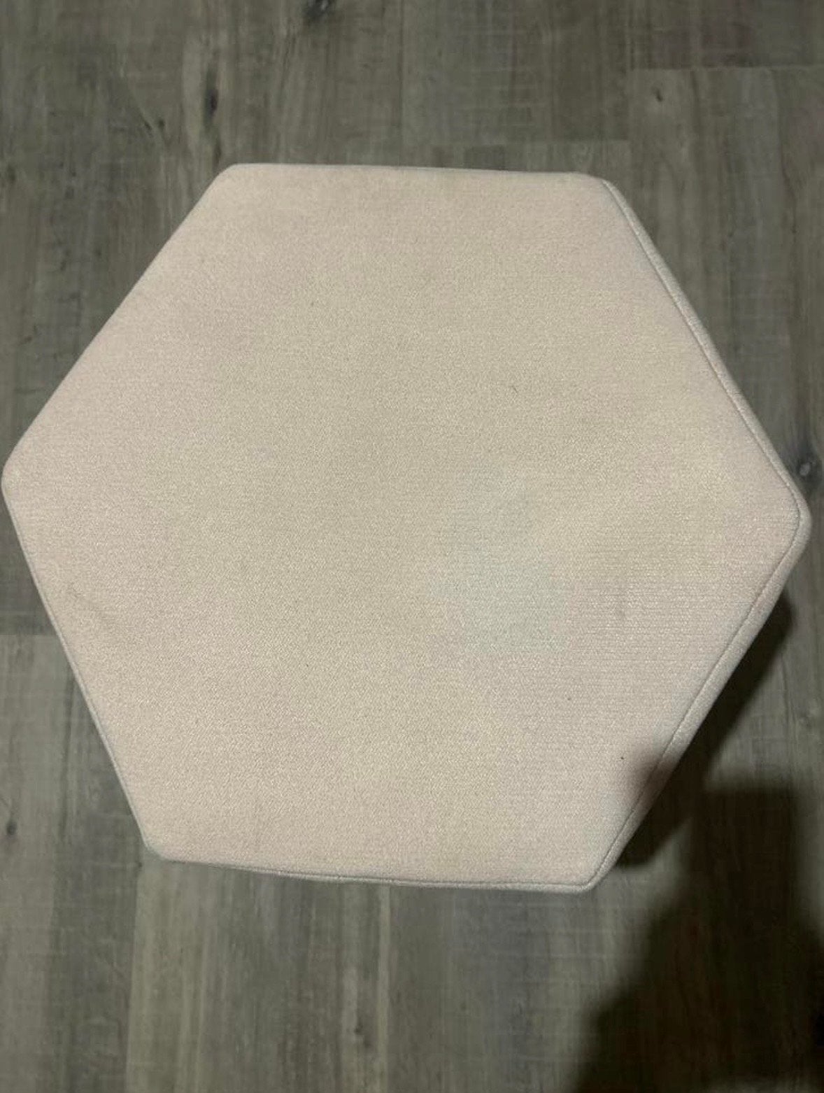 Zeshoekige poef/voetenbank - poeder roze, Ophalen, Minder dan 50 cm, Zo goed als nieuw, Stof