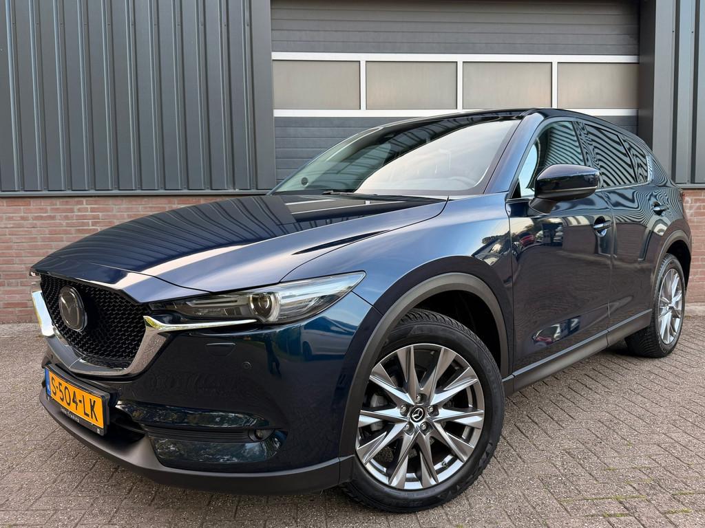 Mazda CX-5 2.5 SkyActiv-G 195PK Luxury trekhaak, leder, 360, Auto's, Mazda, 4 cilinders, 2000 kg, Blauw, Leder