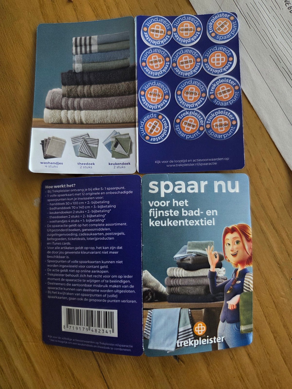 2 volle spaarkaarten Trekpleister textiel €1,- p.s, Ophalen of Verzenden