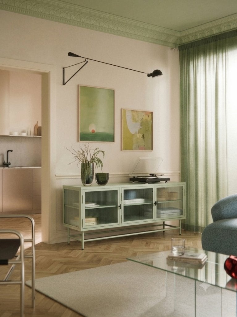 Sklum Celadon Metal Dresser Light Green, Ophalen, Zo goed als nieuw, 25 tot 50 cm, 150 tot 200 cm