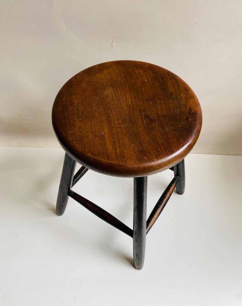 Mid Century teak kruk , jaren 60, Gebruikt, Onbekend, Ophalen of Verzenden, Onbekend