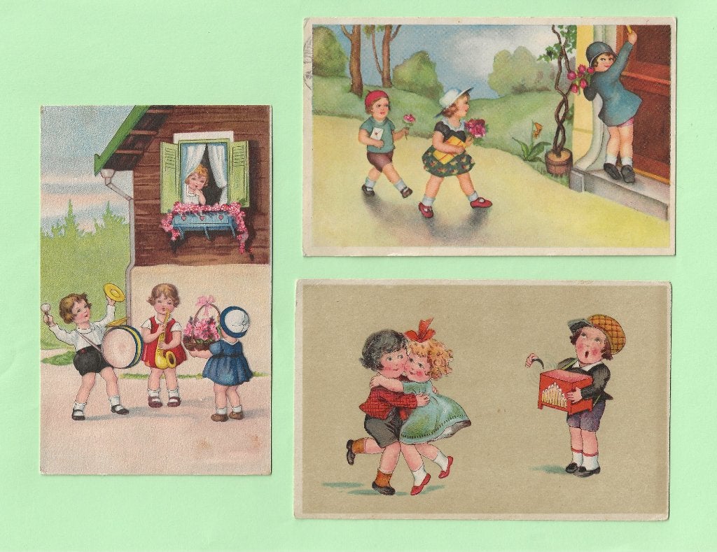 Feest - muziek- dansen - bloemen, Verzamelen, Ansichtkaarten | Themakaarten, Ophalen of Verzenden, 1920 tot 1940, Gelopen, Kinderen
