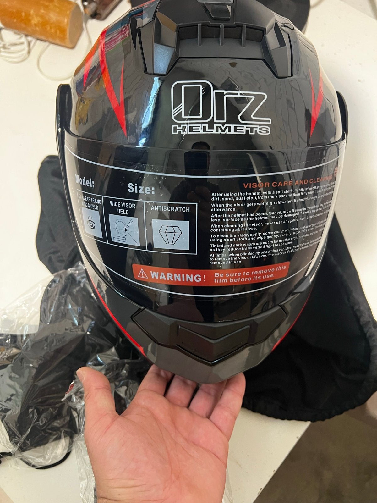 Nieuwe Orz Full-Face Motorhelm Set met Accessoires - Maat M, Overige merken, M, Heren, Ophalen of Verzenden