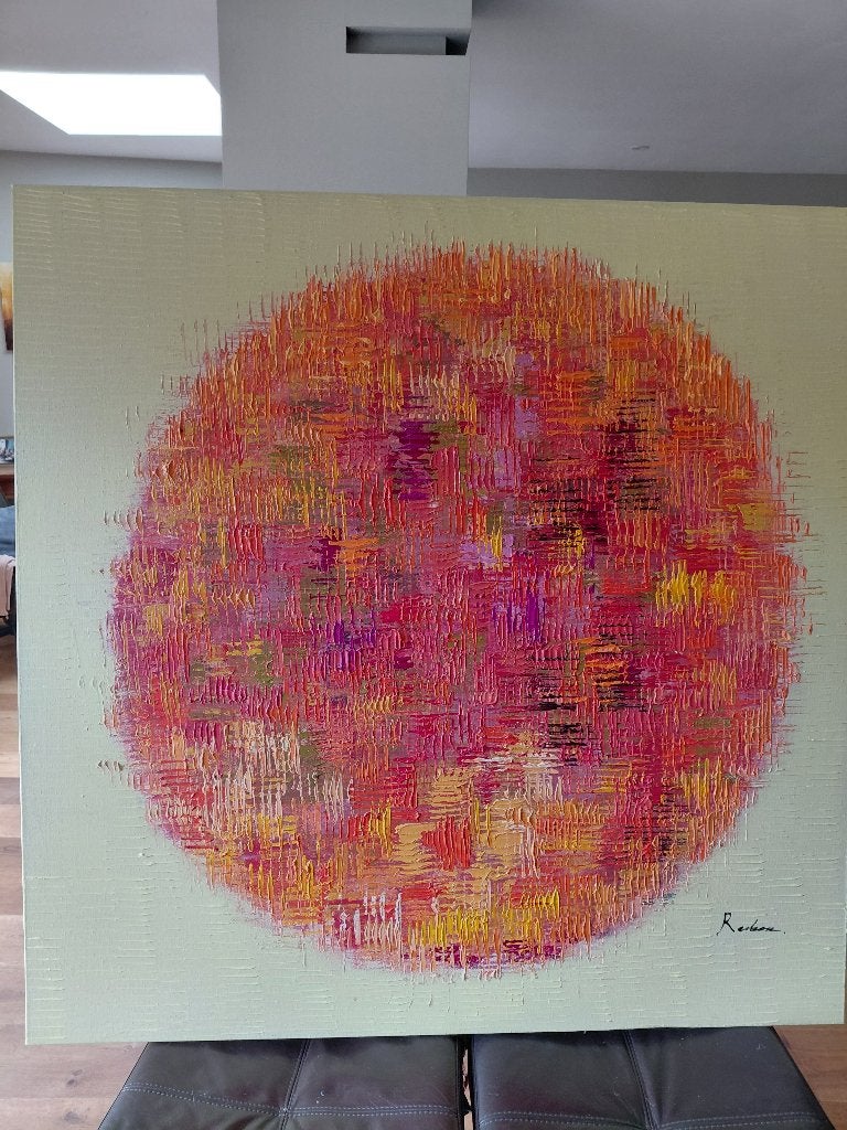 Kleurrijk abstract schilderij van de artiest Roban, Ophalen