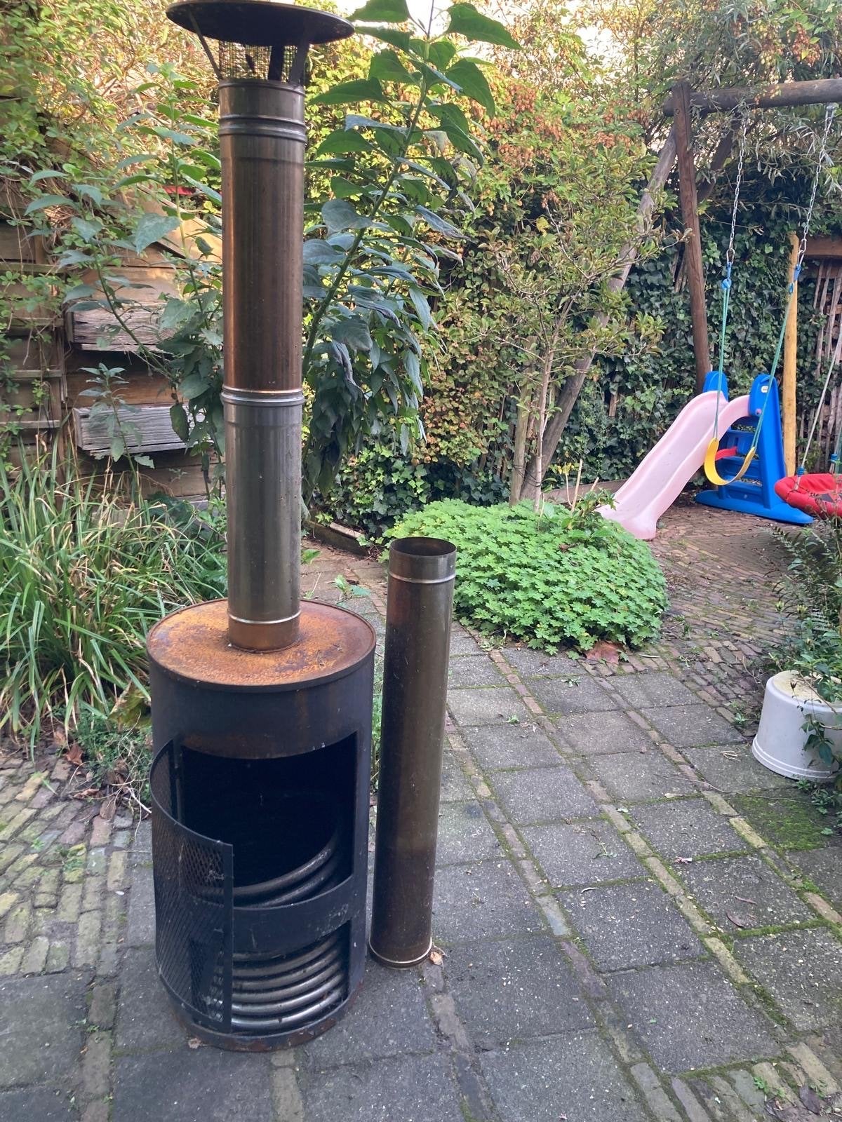 Houtkachel met RVS 316 warmtewisselaar voor hot tub/zwembad, Ophalen, Gebruikt