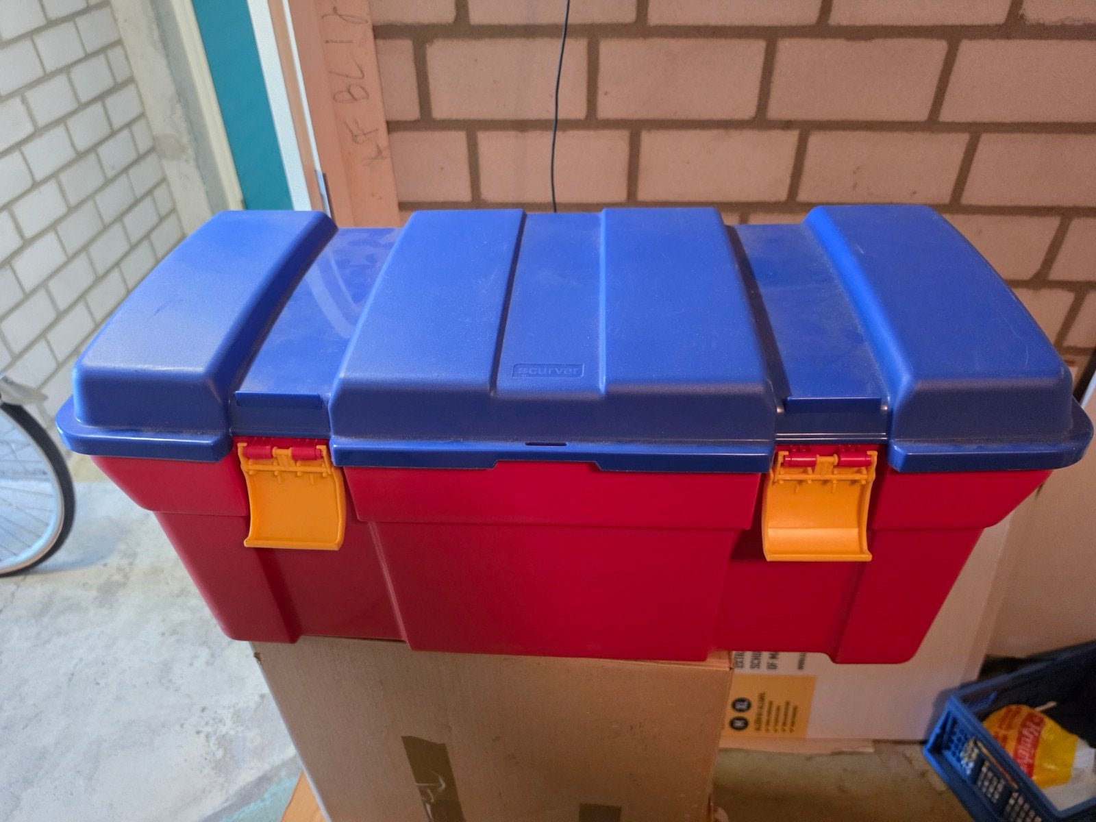 Curver Gereedschapskist/ speelgoedkist - Rood/Blauw, Ophalen of Verzenden, Gebruikt, Gereedschapsopslag, Overige merken