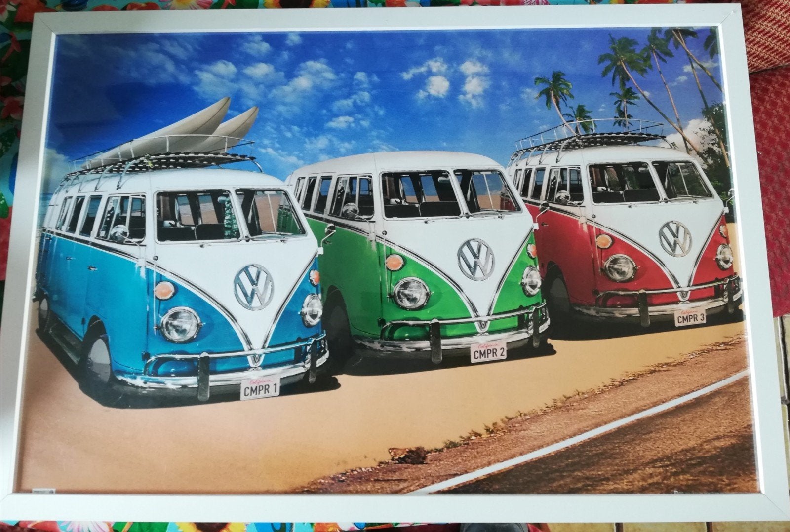 VW. Busje. Poster. Licented by VW. 96/66 cm., Ophalen, Met lijst, Rechthoekig Liggend, Zo goed als nieuw